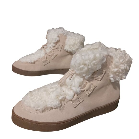 NEW Vionic Womens Splendid Oak Suede Sheep Fur Booties Sand/Cream Size 7.5 - Picture 4 of 13